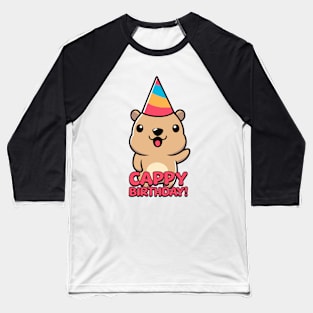 Cappy Birthday! Cute Capybara Cartoon Baseball T-Shirt